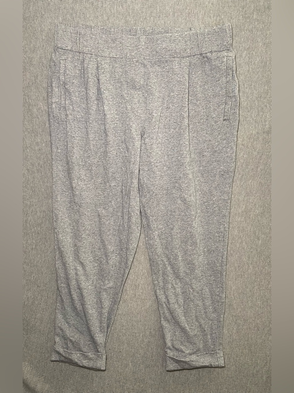 Eileen Fisher Gray Organic Cotton Elastic Waist Pants Cuff Ankle Womens Petite M